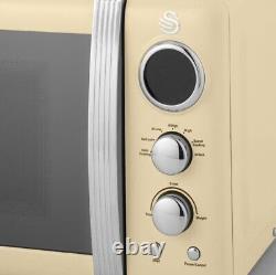 Bouilloire rétro Swan, grille-pain 4 tranches et ensemble vintage de micro-ondes numériques en crème