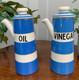 Bouteilles à Huile Et Vinaigre T G Green Vintage En Bleu Et Blanc Cornishware Avec Couvercles