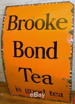 Brooke Bond Tea Années 1940 Signe Émail Publicitaire Garage Cuisine Vintage Rétro Antiq
