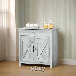 Buffet Rustique Gris Armoire Rétro Cuisine Rangement Hallway Organisateur