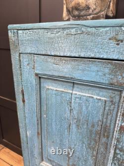 Buffet Vintage Recyclé Bleu / Bibliothèque Peinte Armoire de Cuisine