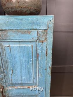 Buffet Vintage Recyclé Bleu / Bibliothèque Peinte Armoire de Cuisine