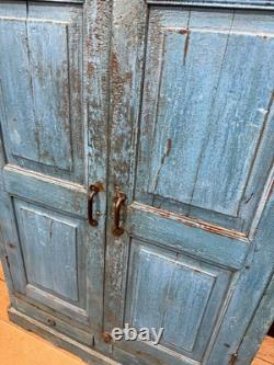 Buffet Vintage Recyclé Bleu / Bibliothèque Peinte Armoire de Cuisine