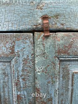 Buffet Vintage Recyclé Bleu / Bibliothèque Peinte Armoire de Cuisine