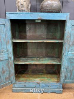 Buffet Vintage Recyclé Bleu / Bibliothèque Peinte Armoire de Cuisine