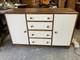 Buffet Armoire &agrave; Tiroirs Vintage R&eacute;tro Andrews Partiellement Peint En Blanc En Bois