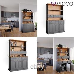 Buffet d'appoint pour vitrine de cuisine étagère de cuisine en chêne gris Bergamo Vicco