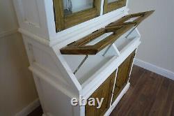 Buffet de Cuisine de Ferme en Blanc/Chêne Vieilli, Armoire à Deux Portes de Style Vintage