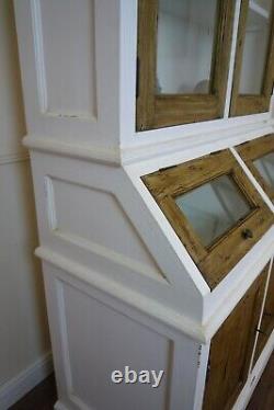 Buffet de Cuisine de Ferme en Blanc/Chêne Vieilli, Armoire à Deux Portes de Style Vintage