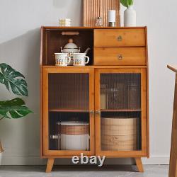 Buffet de cuisine en bambou armoire autonome garde-manger armoire tiroir buffet