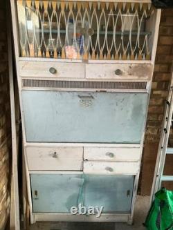 Buffet de cuisine vintage bleu des années 1950, garde-manger, meuble de rangement <br/>	