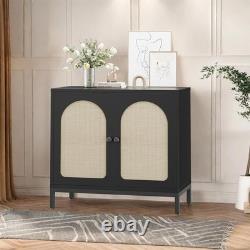 Buffet de rangement avec décoration en rotin pour le salon, vaisselier en bois pour la cuisine