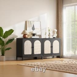 Buffet de rangement avec décoration en rotin pour le salon, vaisselier en bois pour la cuisine