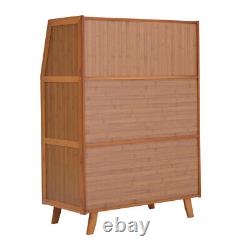 Buffet en bambou avec armoire haute, bahut, garde-manger, étagère de rangement avec porte transparente pour la cuisine