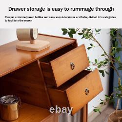 Buffet en bambou vintage avec 2 tiroirs, armoire de rangement pour garde-manger et vaisselier
