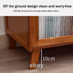 Buffet en bambou vintage avec 2 tiroirs, armoire de rangement pour garde-manger et vaisselier