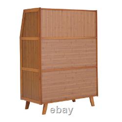 Buffet en bambou vintage avec 2 tiroirs, armoire de rangement pour garde-manger et vaisselier