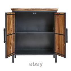 Buffet industriel à 2 portes avec rangement et étagère / grande surface supérieure / pieds en métal