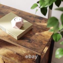 Buffet industriel étroit avec portes, petit meuble rustique de rangement