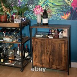 Buffet industriel étroit avec portes, petit meuble rustique de rangement