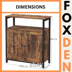 Buffet industriel étroit avec portes, petit meuble rustique de rangement