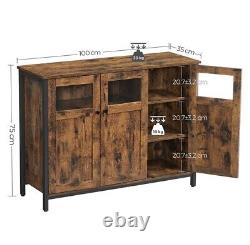 Buffet industriel vintage de style mid-century, unité de rangement en métal rétro rustique