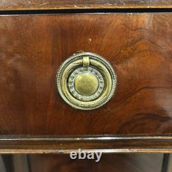 Bureau-bibliothèque vintage en acajou avec buffet et vitrines en verre