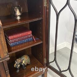 Bureau-bibliothèque vintage en acajou avec buffet et vitrines en verre