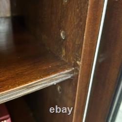 Bureau-bibliothèque vintage en acajou avec buffet et vitrines en verre