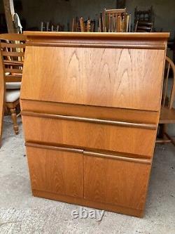 Bureau de rangement à boissons en placage de teck style vintage milieu du siècle avec tiroir