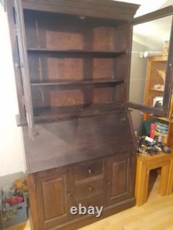 Bureau en bois et verre de style vintage en très bon état