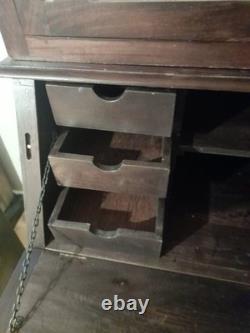 Bureau en bois et verre de style vintage en très bon état