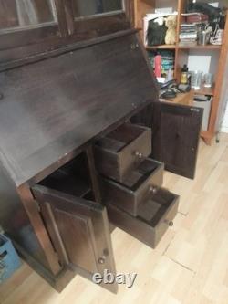 Bureau en bois et verre de style vintage en très bon état