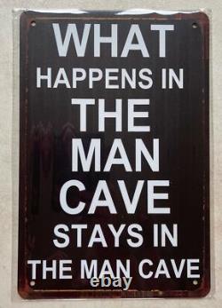 CE QUI SE PASSE DANS LA CAVERNE DES HOMMES RESTE DANS LA CAVERNE DES HOMMES PANNEAU BAR PUB CUISINE 20x30