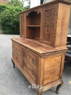 Cabinet Dresser Vintage Sculpté À La Main En Bois Tiroir Fait En Sussex