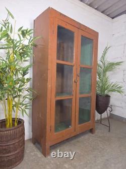 Cabinet à boissons de cuisine indépendant en bois émaillé indien récupéré vintage