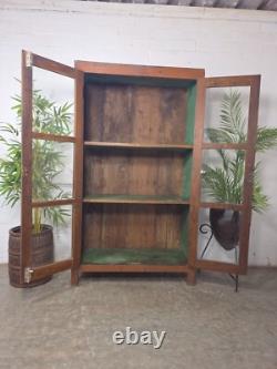 Cabinet à boissons de cuisine indépendant en bois émaillé indien récupéré vintage