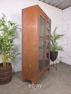 Cabinet à boissons de cuisine indépendant en bois émaillé indien récupéré vintage