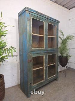 Cabinet à boissons de cuisine vintage en bois indien récupéré et émaillé, autoportant