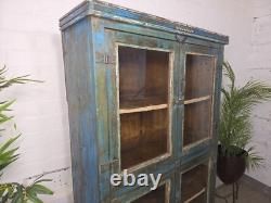 Cabinet à boissons de cuisine vintage en bois indien récupéré et émaillé, autoportant