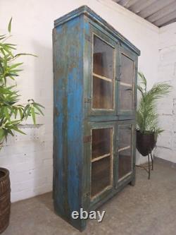 Cabinet à boissons de cuisine vintage en bois indien récupéré et émaillé, autoportant