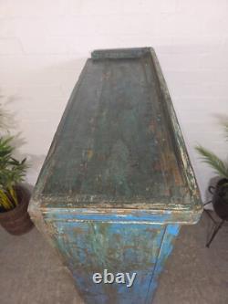 Cabinet à boissons de cuisine vintage en bois indien récupéré et émaillé, autoportant