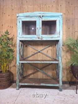 Cabinet à boissons en bois indien vintage rustique avec étagères pour la cuisine