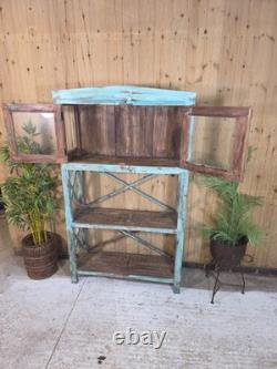 Cabinet à boissons en bois indien vintage rustique avec étagères pour la cuisine