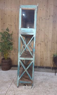 Cabinet à boissons en bois indien vintage rustique avec étagères pour la cuisine