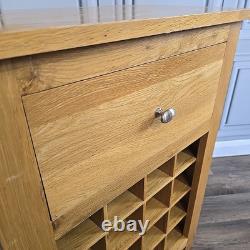 Cabinet à vin en chêne massif vintage rustique avec tiroir, support de 16 bouteilles en bois