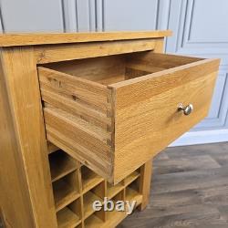 Cabinet à vin en chêne massif vintage rustique avec tiroir, support de 16 bouteilles en bois