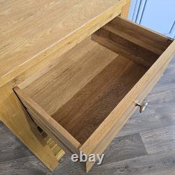 Cabinet à vin en chêne massif vintage rustique avec tiroir, support de 16 bouteilles en bois