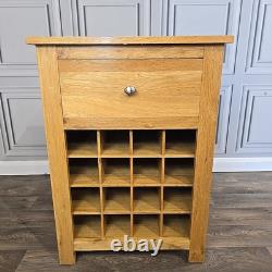 Cabinet à vin en chêne massif vintage rustique avec tiroir, support de 16 bouteilles en bois