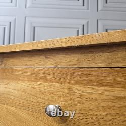 Cabinet à vin en chêne massif vintage rustique avec tiroir, support de 16 bouteilles en bois